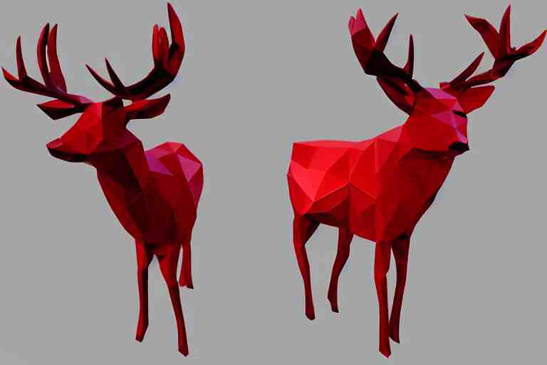 lowpoly art of red deer 