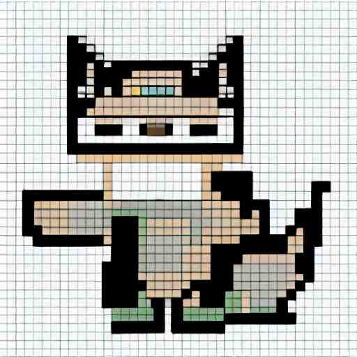 pixel art of a cat, white background