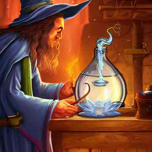 wizard making a potion, digital art, 4 k, fantasy, 