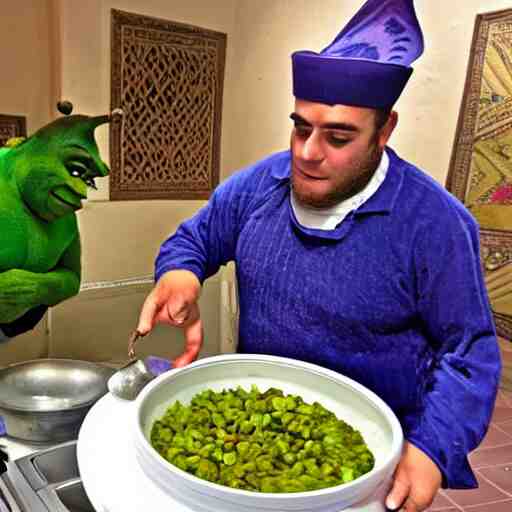 Shrek making a moroccan tagine