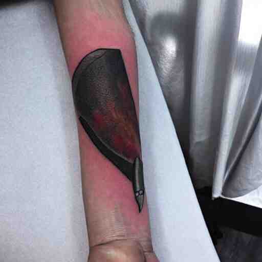tattoo of a small hatchet axe on the forearm