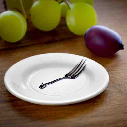 the loneliest grape on a plate realistic photograph 