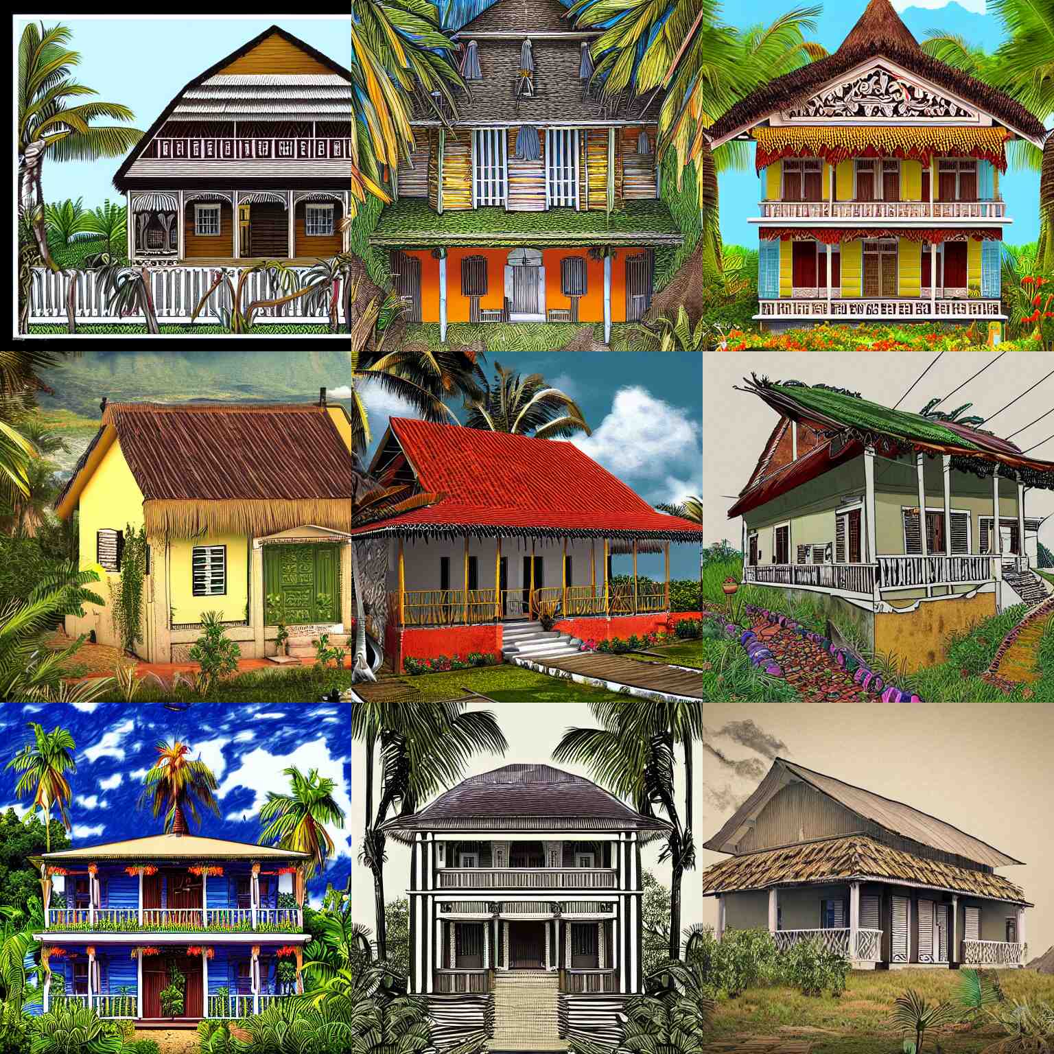 traditional creole house from Reunion Island Intricate ultradeta ...