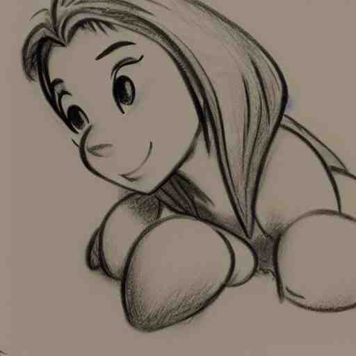 milt kahl pencil sketch of angie varona disney style