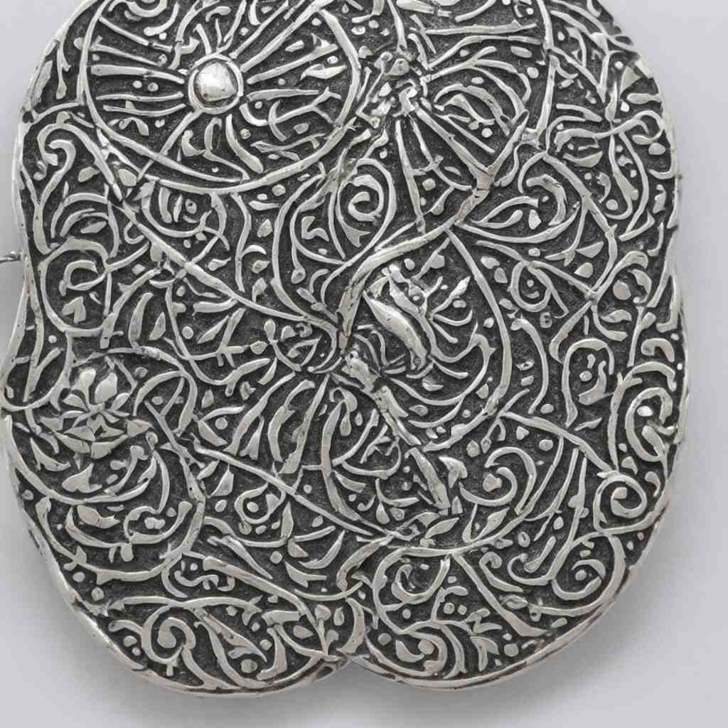 Amulet Of Ottoman inlaid in silver, realistic, clean