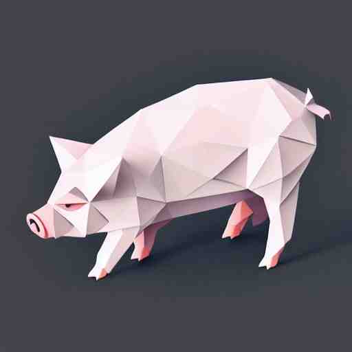 low poly pig, isometric view, blank background 