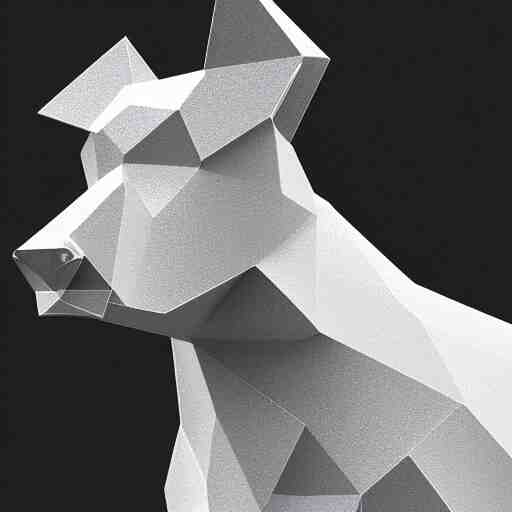 stainless steel dog, low-poly, 4k, studio lighting, cycles render