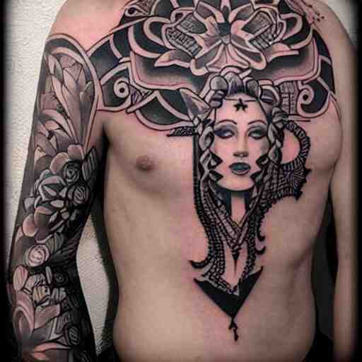 tattoo design, stencil, award winning art, tattoo sleeve 