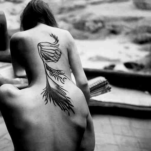 a back tattoo, good morning, by annie leibovitz and steve mccurry, natural light canon eos c 3 0 0, ƒ 1. 8, 3 5 mm, 8 k, medium - format print 