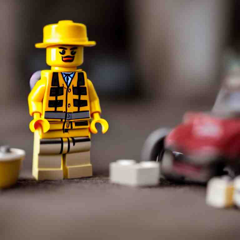 a cinematic film still of a stop motion film starring bill murray as a lego fig, shallow depth of field, 8 0 mm, f 1. 8 