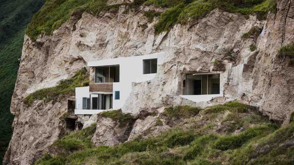 house built on the side of a cliff, award winning photo