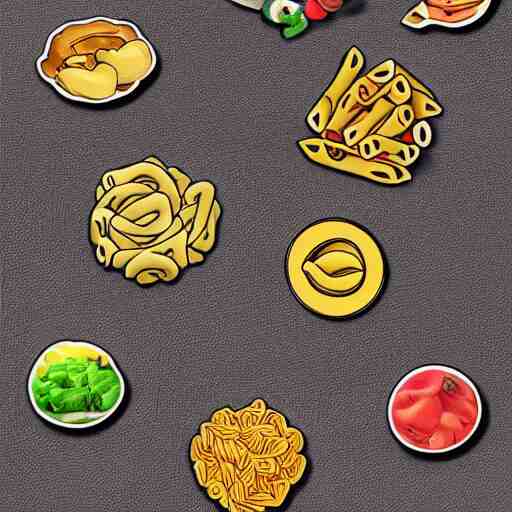 a whatsapp stickers pack of pasta, digital art 