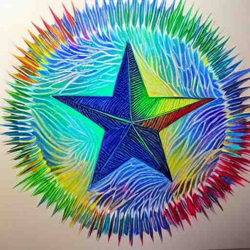  Colored pencil art on paper, Star art abstraction, artstation, MasterPiece, Award-Winning, Caran d'Ache Luminance