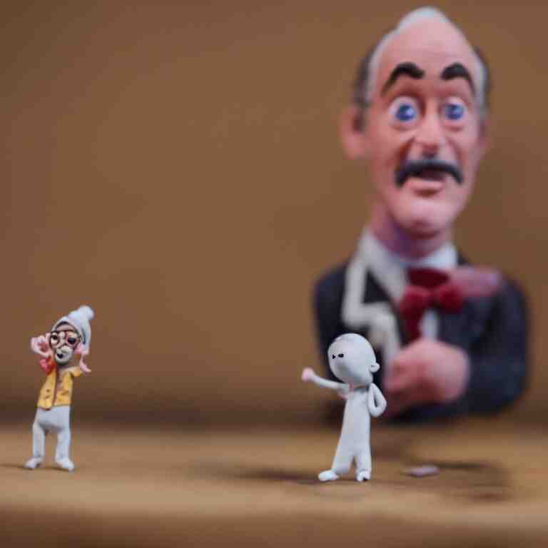 a silly cinematic film still of a claymation stop motion film starring bill murray, shallow depth of field, 8 0 mm, f 1. 8 