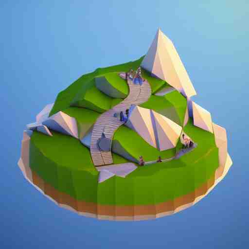 a floating island isometric art, low poly art, game art, artstation, 3D render, cgsociety, octane render