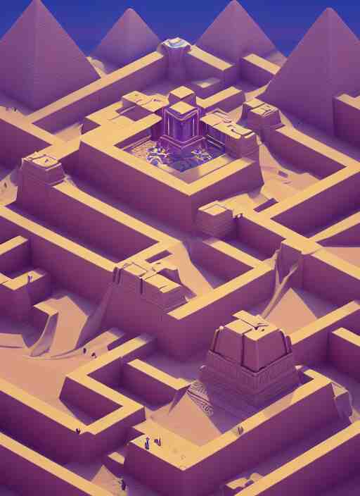 a low poly isometric render of futuristic egypt with pyramids in the style of monument valley, intricate, elegant, smooth shading, soft lighting, illustration, simple, solid shapes, by magali villeneuve, jeremy lipkin and michael garmash, rob rey and kentaro miura style, octane render, zaha hadid 