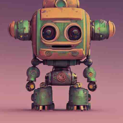 a cute rusty robot in breath of the wild, anime, 3 d render, octane 