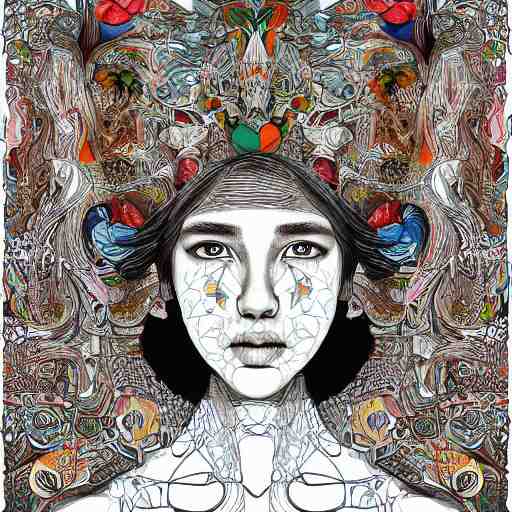 the portrait of a beautiful young woman partially made up of bell peppers of all colors, an ultrafine detailed illustration by james jean, intricate linework, bright colors, final fantasy, behance contest winner, vanitas, angular, altermodern, unreal engine 5 highly rendered, global illumination, radiant light, detailed and intricate environment 