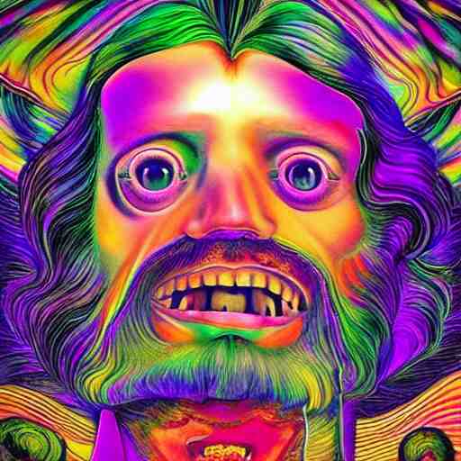 psychedelic ; trippy ; acid trip ; artgerm ; salvadore dali ; surreal ; abstract ; lsd ; jesus christ breaking bread 