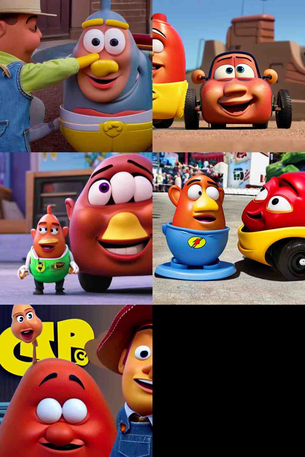 mister potato head from the toy story 4 movie in 2019 insulting lightning mcqueen from disney pixar cars movie