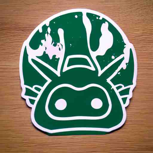 die cut sticker, totoro with princess mononoke mask, splatter paint 