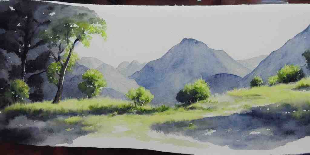 landscape, watercolor painting, trending on artstation 