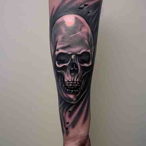 ghost tattoo design, hyper realstic, on arm, high detailed 