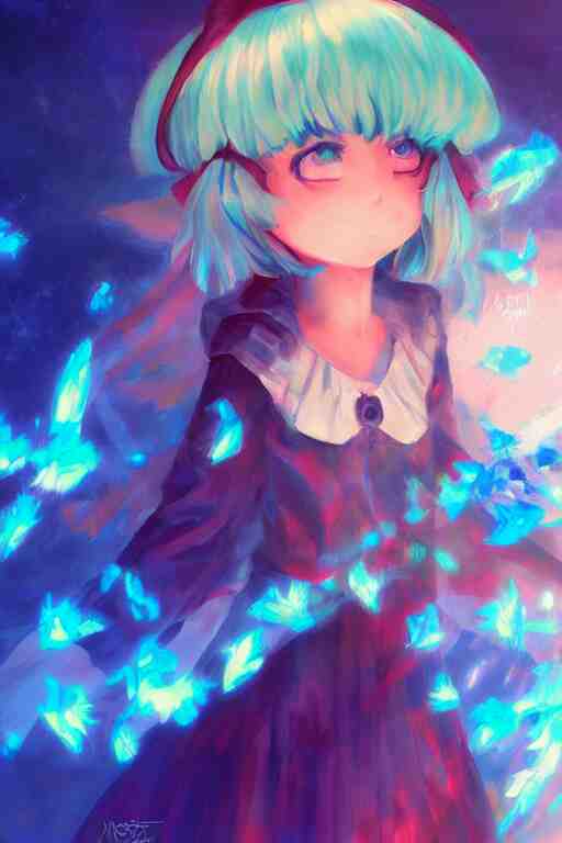 cirno from touhou, by ross tran, background by alena aenami, oil on canvas 