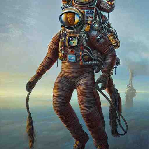 astronaut, carrying a horse on his shoulders, industrial sci - fi, by mandy jurgens, ernst haeckel, james jean 