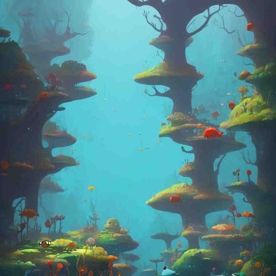 (Goro Fujita illustrating) Underwater forest, aquatic life, full of color, (art by Goro Fujita, sharp focus, highly detailed, ArtStation)