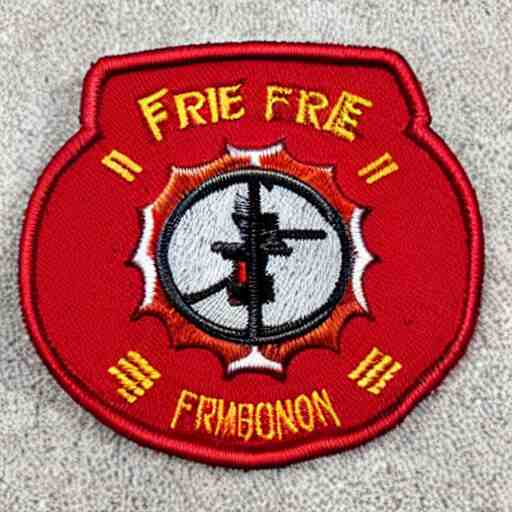 fire station flame embroidered patch retro design 