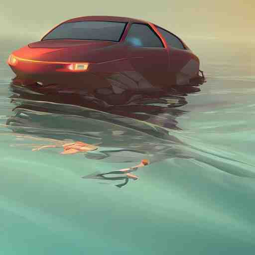 swimming car, underwater car, concept design, 8k, digital art