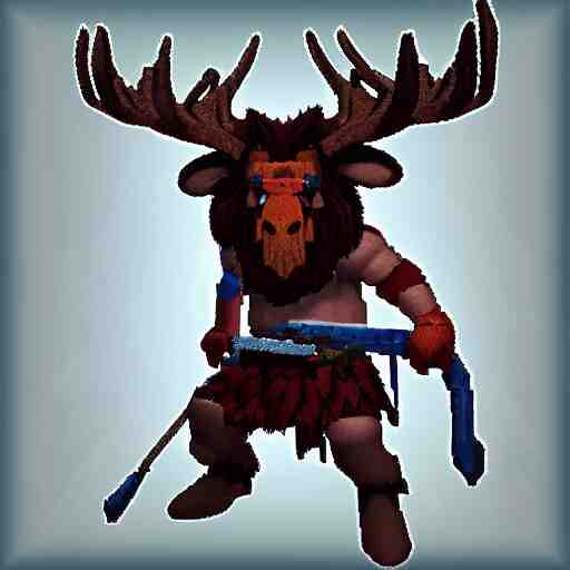 barbarian with moose head, pixel art, trending, post processing, game assets, cinematic 