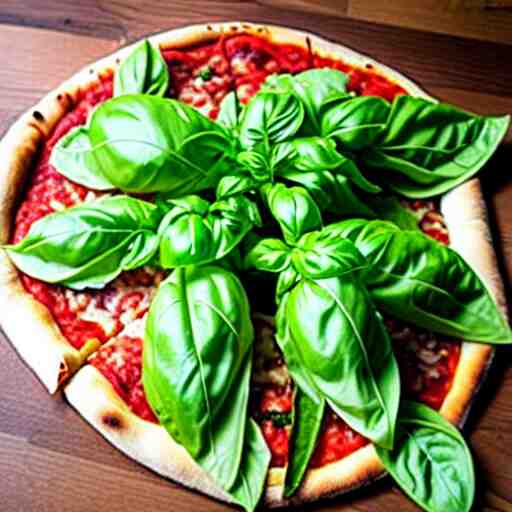 a garden of basil, shaped into the word'pizza'