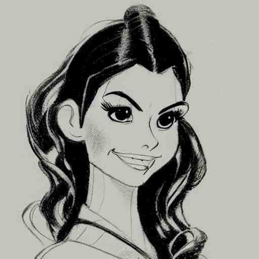 milt kahl sketch of victoria justice with tendrils hair style as princess padme from star wars episode 3