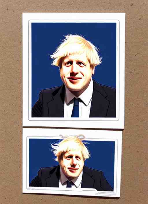 cute boris johnson sticker design, natural lighting, path traced, highly detailed, high quality, digital painting, by don bluth and ross tran and studio ghibli and alphonse mucha, artgerm 