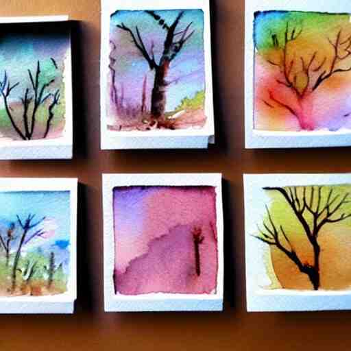 tiny warm watercolor prints 