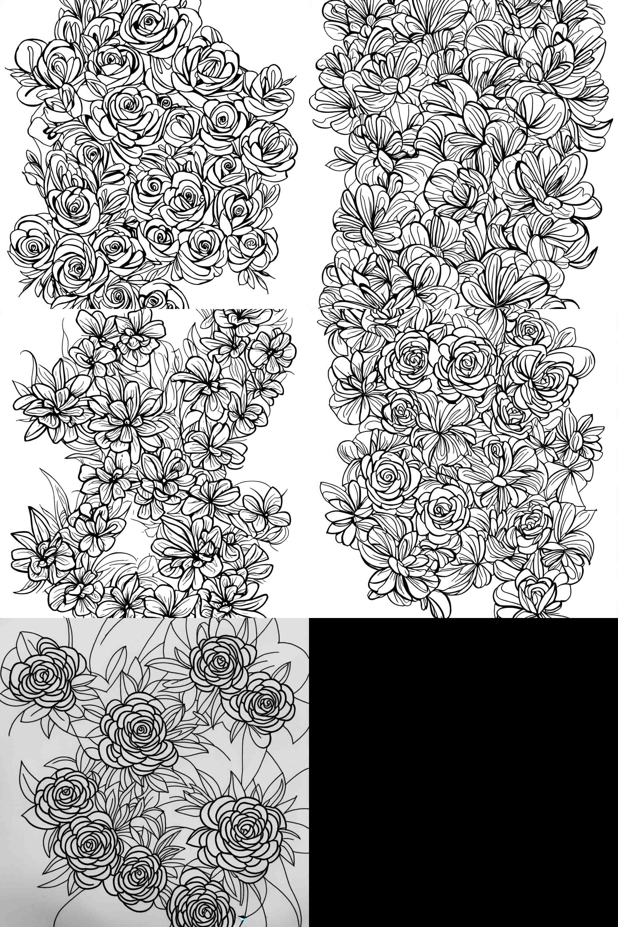 tattoo design. line drawing. Flowers. Simple.