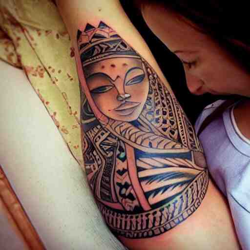 girl with a tribal tatoo 