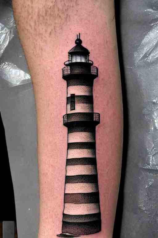 American traditional tattoo of a lighthouse