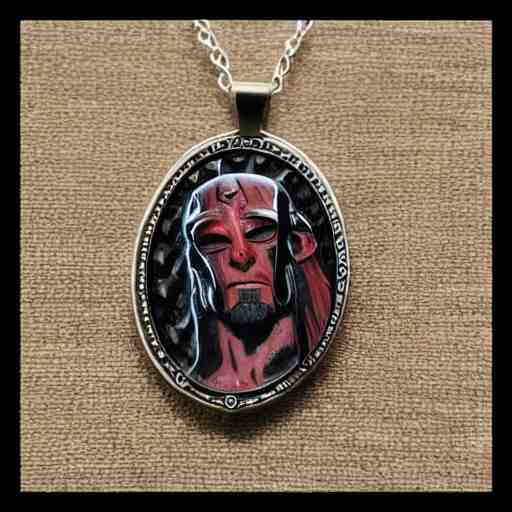 necklace of hellboy, hyper realistic, 