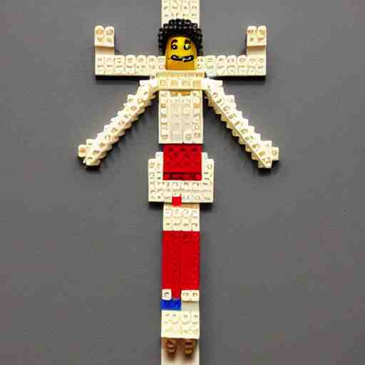 jesus on cross made of lego 