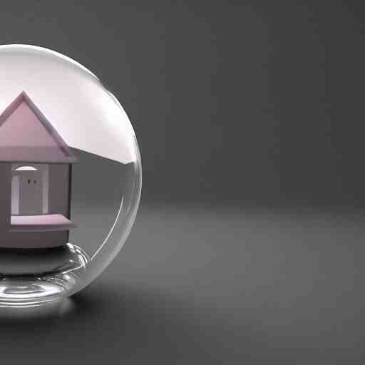 crystal sphere with mini house inside it, octane render hyperdetailed, 