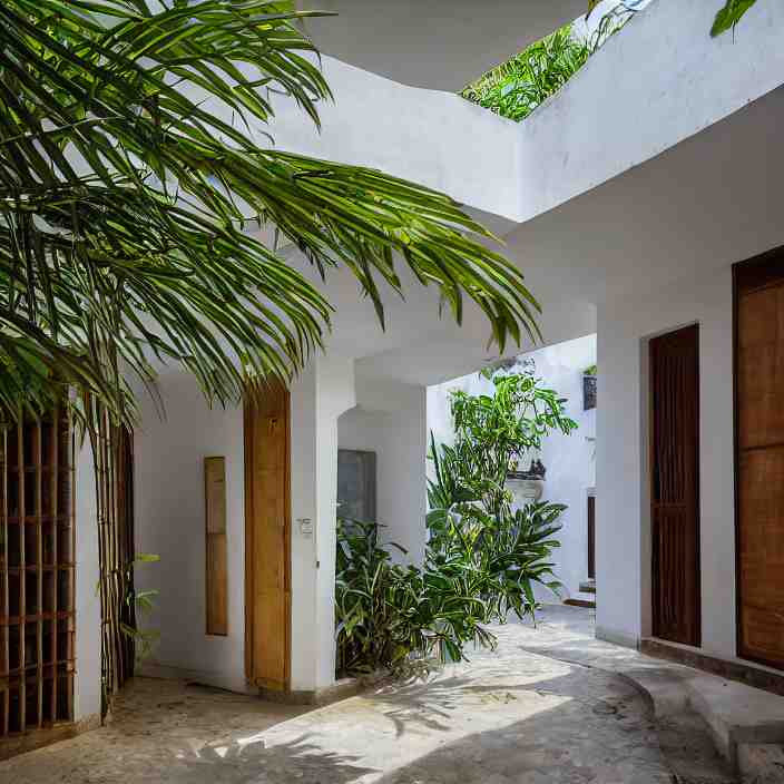 idyllic town house on a quiet street in lagos, tropical architecture with sun shading and pergolas, modernist african building, contemporary architecture, architectural photography, canon eos r 3, telephoto lens, sigma 5 0 0 mm f / 5, iso 2 0 0, 1 / 1 6 0 s, 8 k, raw, unedited, in - frame 