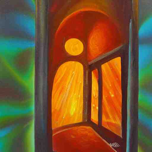 a doorway to another universe, oil painting 