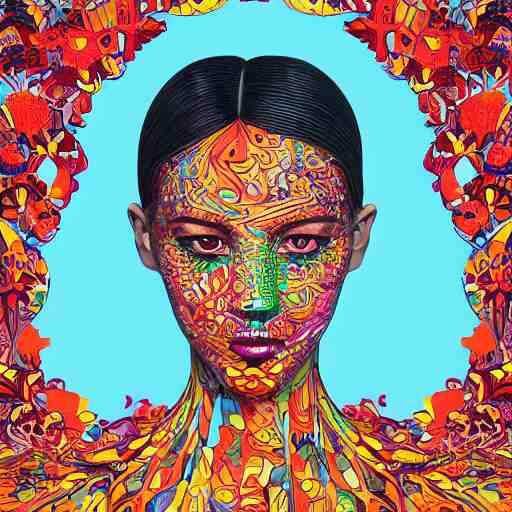 the portrait of a beautiful young woman partially made up of peppers of all colors, an ultrafine detailed illustration by james jean, intricate linework, bright colors, final fantasy, behance contest winner, vanitas, angular, altermodern, unreal engine 5 highly rendered, global illumination, radiant light, detailed and intricate environment 