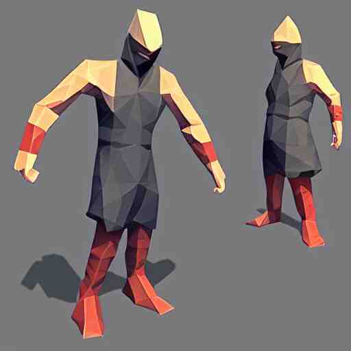 low poly ninja in the style of playstation 1 games