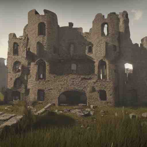 Old ruins of a castle, Fantasy apocalypse environment, digital art, unreal engine 5, 4k