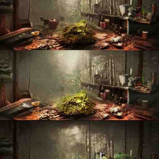 a forest - themed kitchen, trending on artstation, hdr 