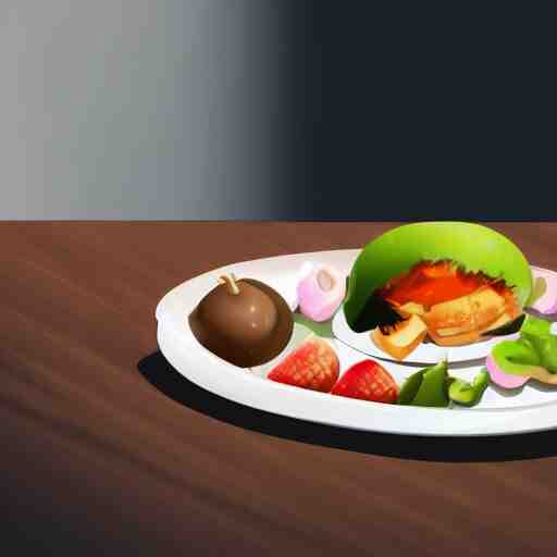 a plate of random food on the table, realistic,